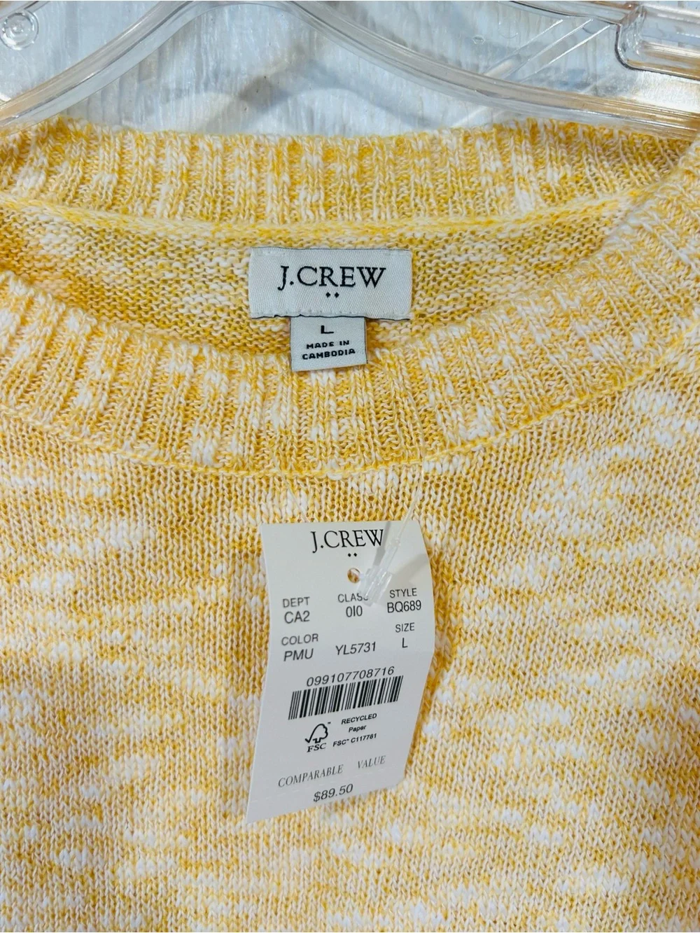 NEW J. Crew Women's Marled Yellow Crewneck Sweater